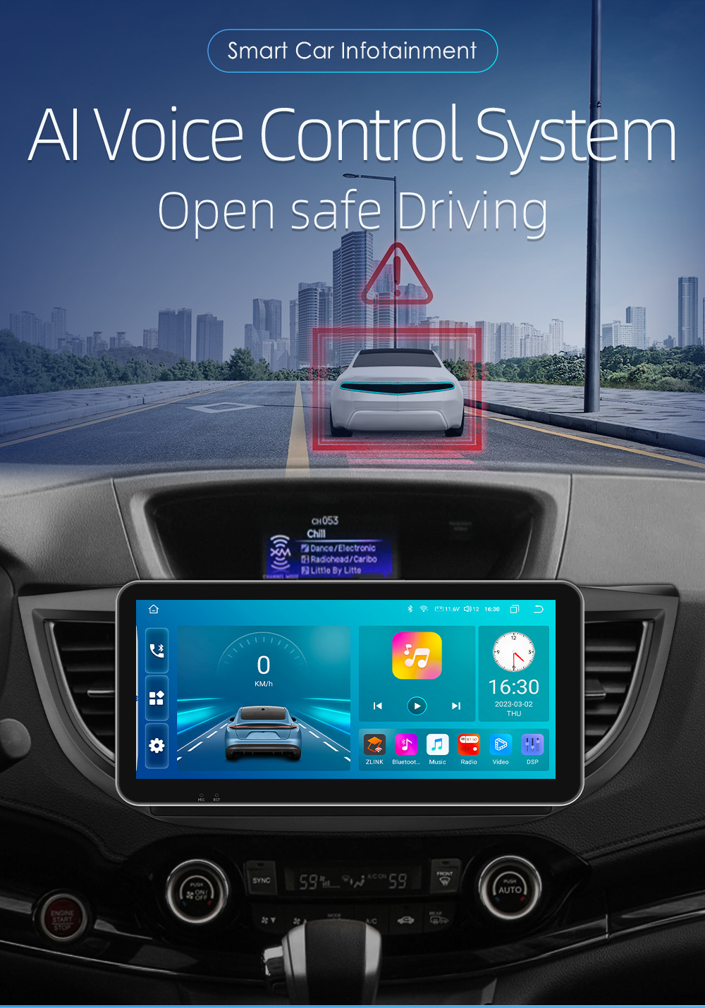 10.33 inch Android navigator GPS is suitable for 12-16 Honda CRV car MP5 player all-in-one machine