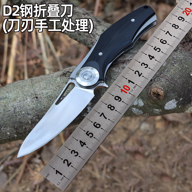 阳江现货G10手柄折叠刀D2刃户外登山防身求生拆箱快递多功能刀具