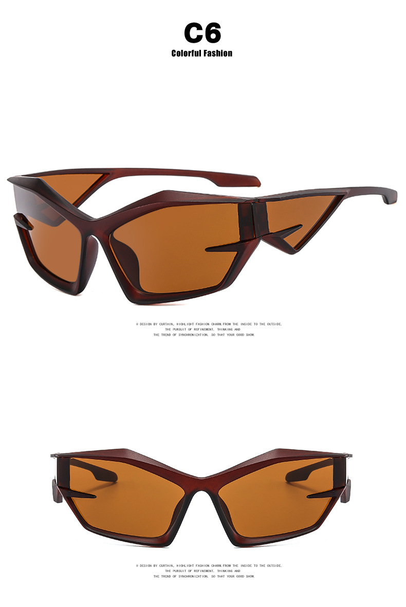 Punk Geometric Ac UV400 Protection Special-Shaped Mirror Full Frame Men's P90 sunglasses display picture 4