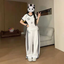 夏季女套装韩版时尚女装夏高级感T恤长裤薄款套装两件套洋气百搭