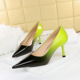 6223-A3 Thin Heel High Heel Light Mouth Pointed Patent Leather Contrast Color Gradient Women's Shoes Single Shoes High Heel Shoes