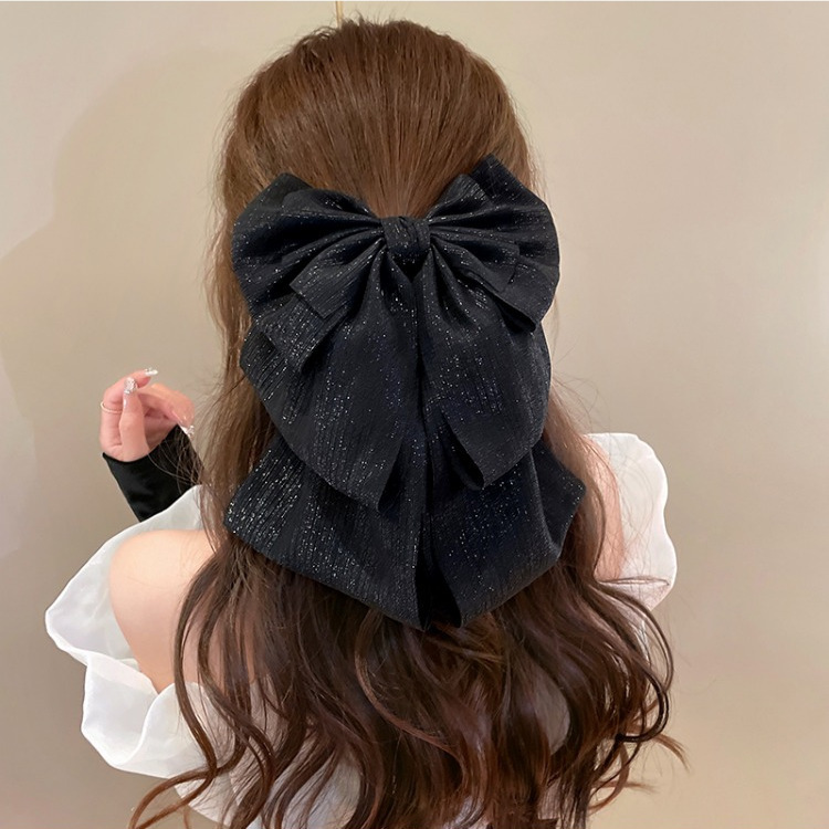 銀糸の大きなリボンヘアクリップ、逃亡王女のヘアクリップ、ネットで話題のエレガントなパール糸の万能で可愛いプリンセスヘアクリップ|undefined