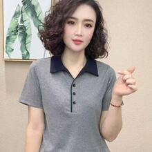 直播原版一件代发2026新款时尚减龄百搭显瘦撞色翻领休闲短袖T恤