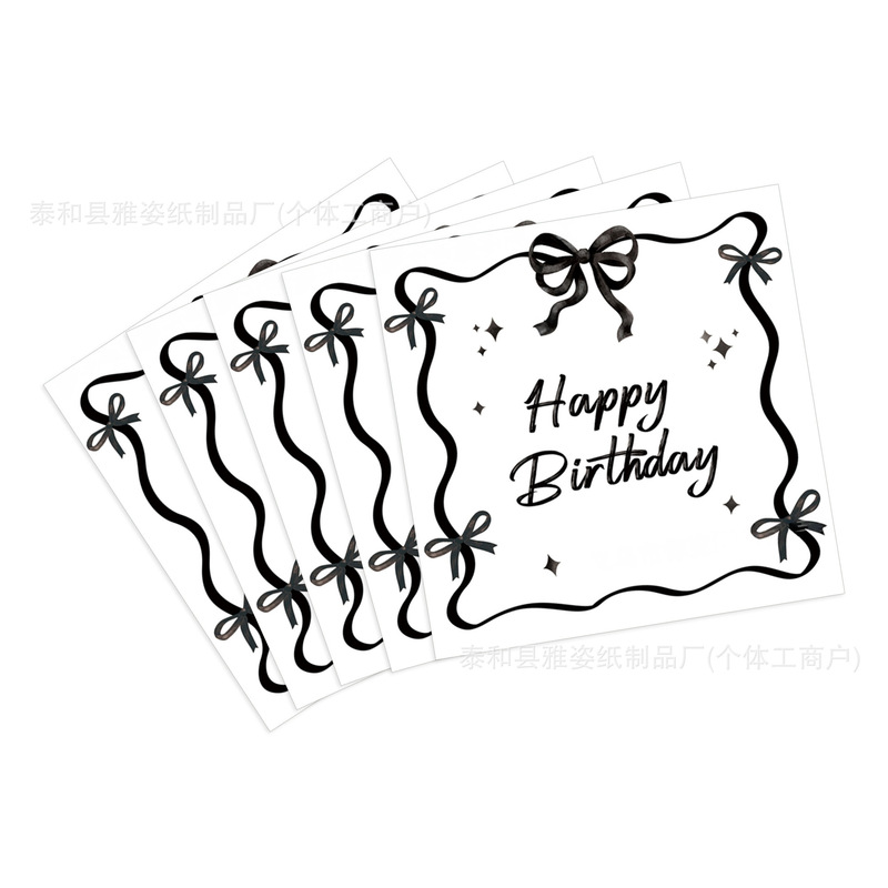 Cross-border 2025 New Black and White Bow Princess Birthday Theme Party Tableware Disposable Tissue Decorative Supplies
