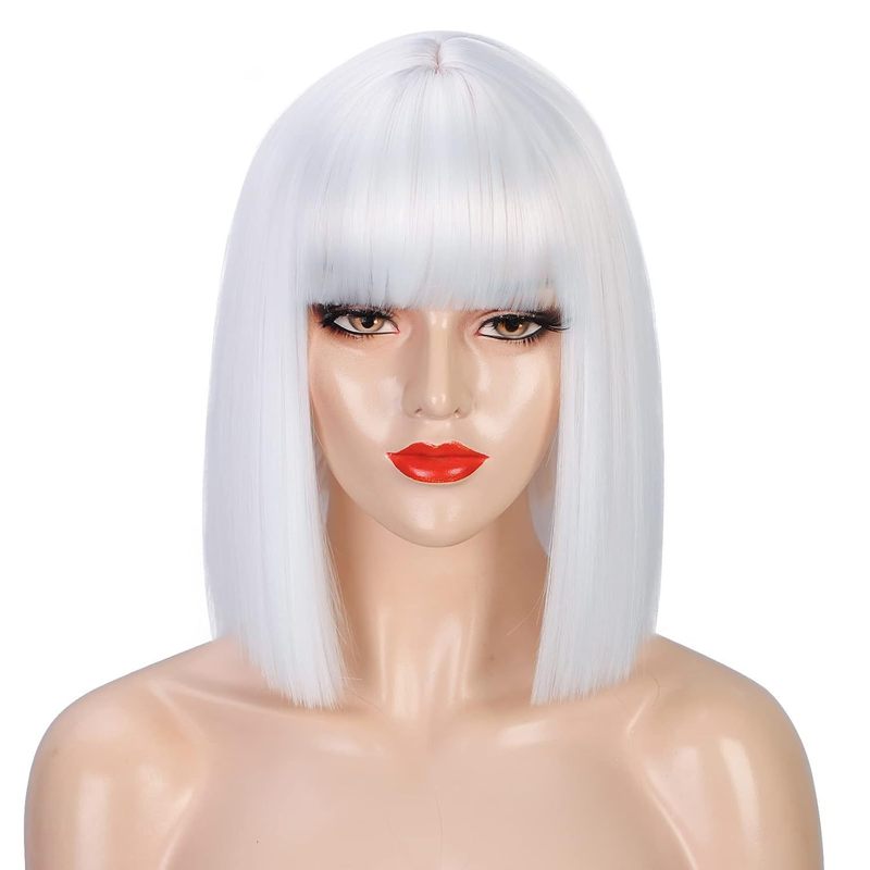 クロスボーダーアマゾンホリデーウィッグアニメカラフルなボボヘッドコスショートヘアマルチカラーフラット前髪ショートストレートヘアヘッドギア|undefined