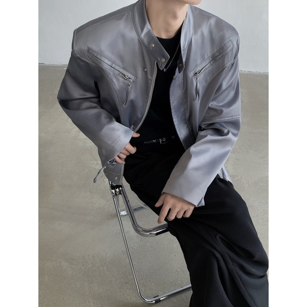 Demi-season metal glossy short silky shoulder pads