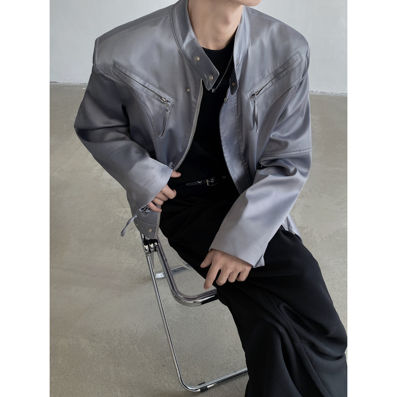 Demi-season metal glossy short silky shoulder pads