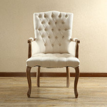 美式乡村布艺实木拉扣沙发椅 复古做旧咖啡厅阳台家用电脑书房dω