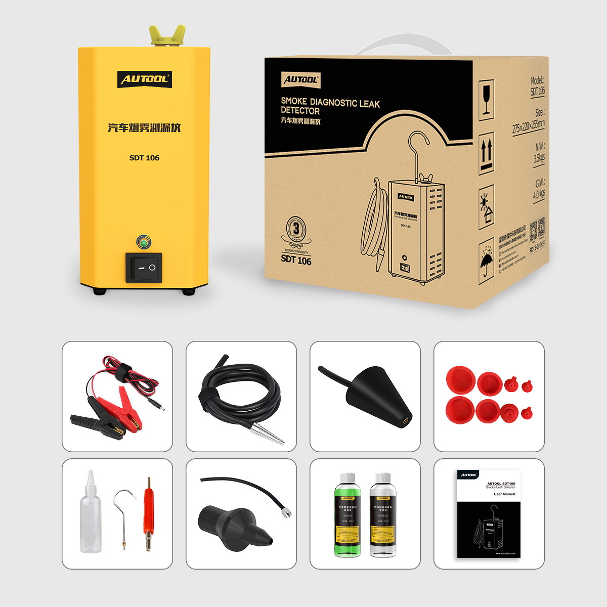 Detector de Fugas de Humo para Tuberías de Automóvil SDT106 para Sistema de Escape y Refrigeración