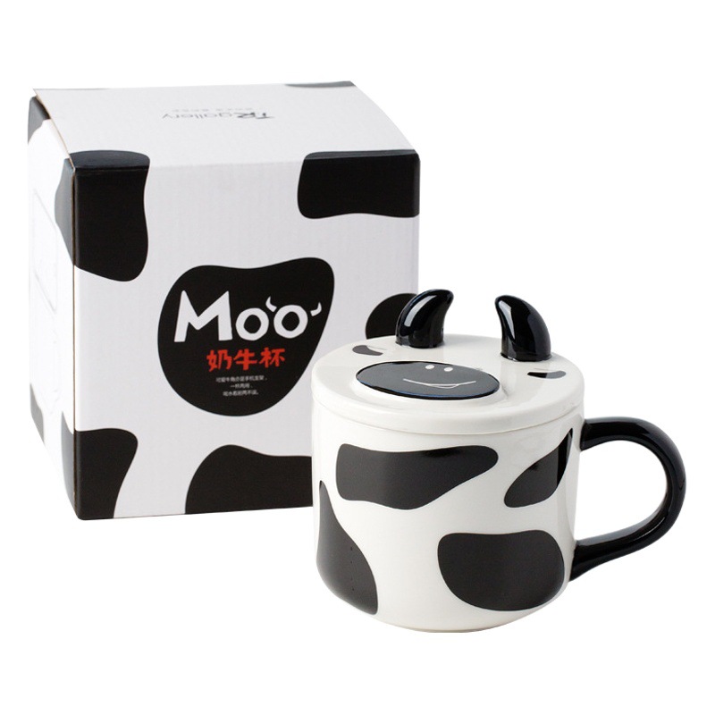 Taza de leche taza de desayuno de oficina taza de agua creativa taza de té de cerámica con tapa taza de gran capacidad caja de regalo transfronteriza