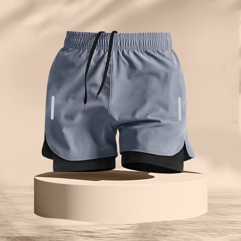 Men's Sports Shorts for Running, Summer Thin Ice Silk Quick-Dry Shorts, Gym Training Pants with Zipper Pockets