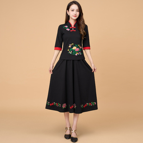 Luoshen square dance costume new suit spring and summer classical Chinese style performance dance costume embroidered performance costume long skirt