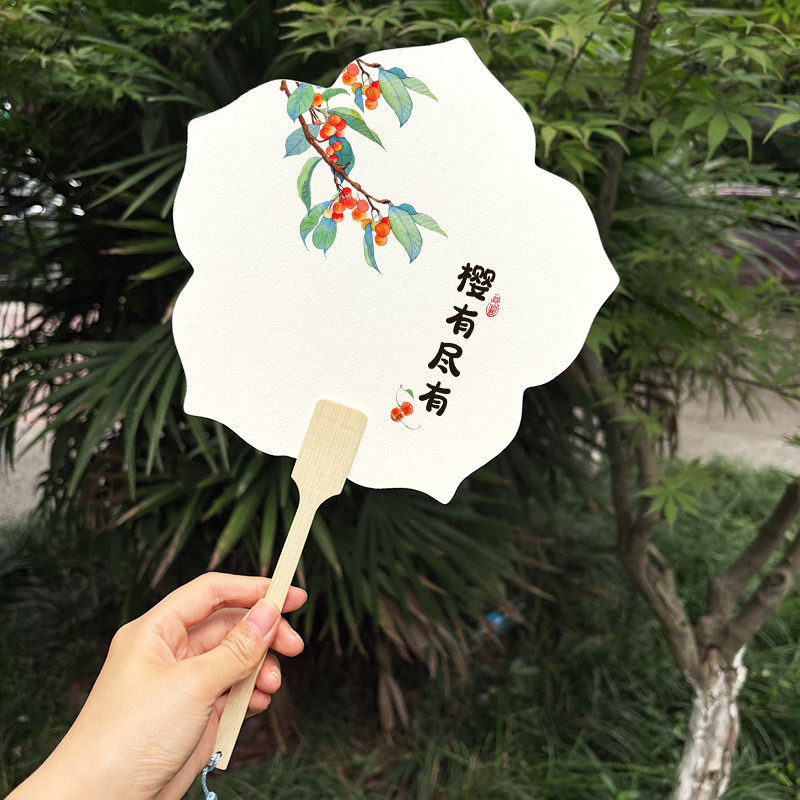 加厚漆扇漂漆专用团扇可书法带字扇子手工单制作漆扇网红水果款|undefined