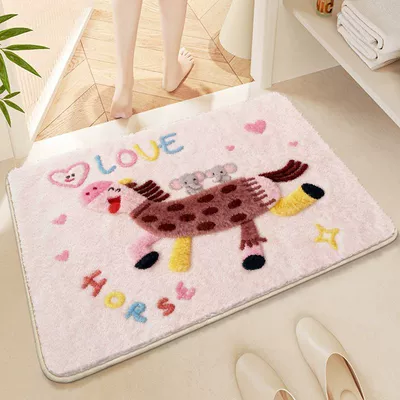 Cartoon Cute and Cute Kitten Bathroom Imitation Cashmere Thickened Absorbent Foot Mats Stain-Resistant Bathroom Door Mats and Floor Mats for Delivery (Avtomobil döşəmə paspasları) - fall-in-love-immediately-4060cm-thick-imitation-cashmere