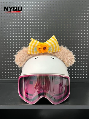 Ears Stickers Motorcycle Electric | Motosiklet dəbilqələri - daffy-bear-sunflower-bow-helmet-not-included