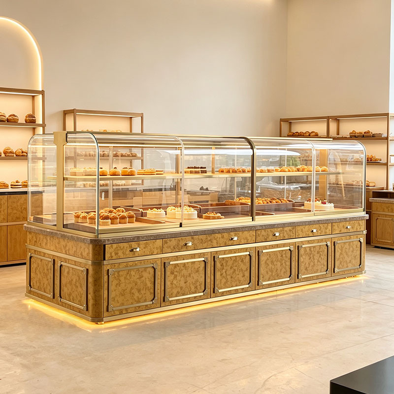 Stainless steel bread island cabinet, cake shop pastry dessert bread island side cabinet, commercial bakery display cabinet Stainless steel bread island cabinet, cake shop pastry dessert bread island side cabinet, commercial bakery display cabinet