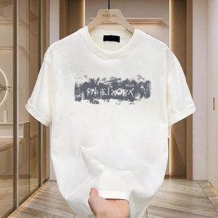 Heavy Cotton Short-sleeved T-shirt Casual Trendy Men's and Women's Summer Instagram Style All-match Round Neck Top Trendy All-match Men's Half-sleeve Top