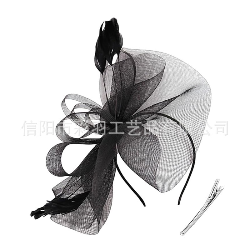 European and American bridal veil hair accessories, wedding bow, top hat, head flower, photo shoot feather mesh headpiece, headband