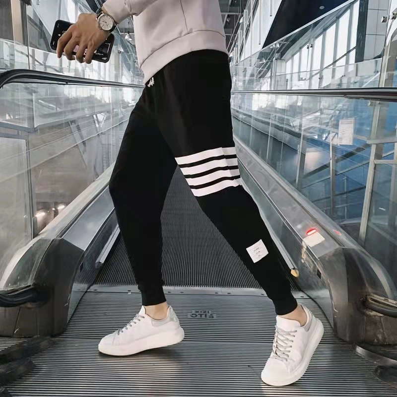 Новые весенние трендовые мужские брюки из хлопка TB с четырьмя полосками, повседневные укороченные брюки, мужские брюки слим-фит