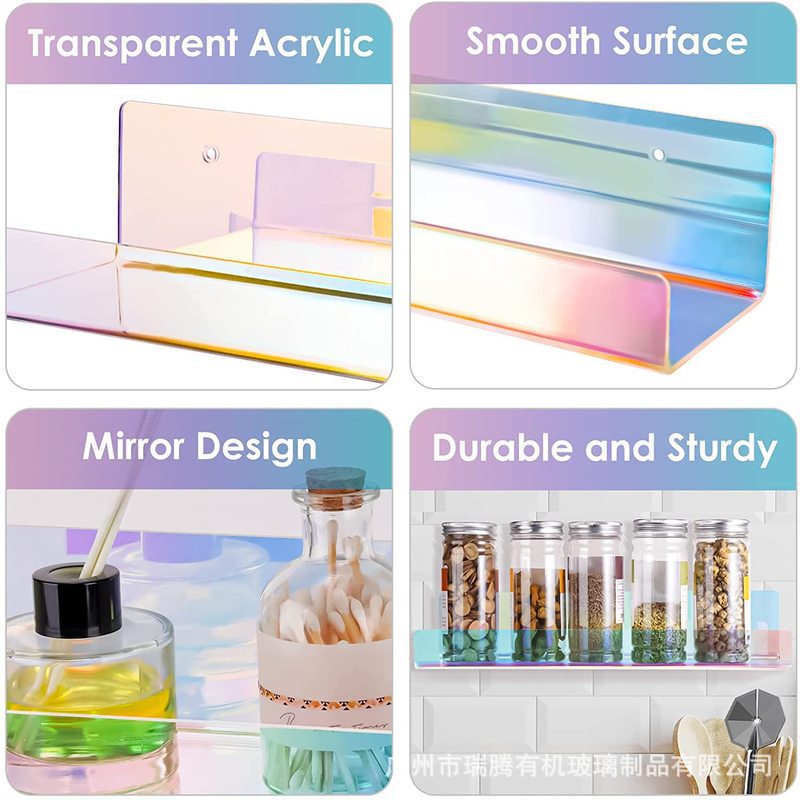 Colorido libro de oficina estante de almacenamiento de pared cocina baño multifuncional transparente acrílico estante de almacenamiento de pared