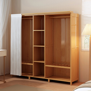 Special Offer Simple Wardrobe Rental Dust-Proof Economical Strong and Durable Hanging Wardrobe with Curtain Bedroom Large Capacity
