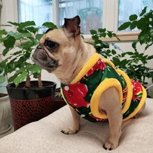 批发东北大花袄加厚加绒小中型犬宠物比熊巴哥犬法斗英斗博美棉衣
