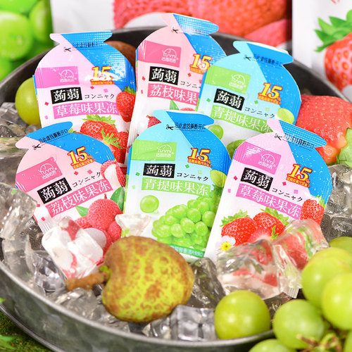 Fashimi Fruit Jelly Snack - Strawberry, Lychee, and Blueberry Flavor, 160g (approximately 13 pieces)