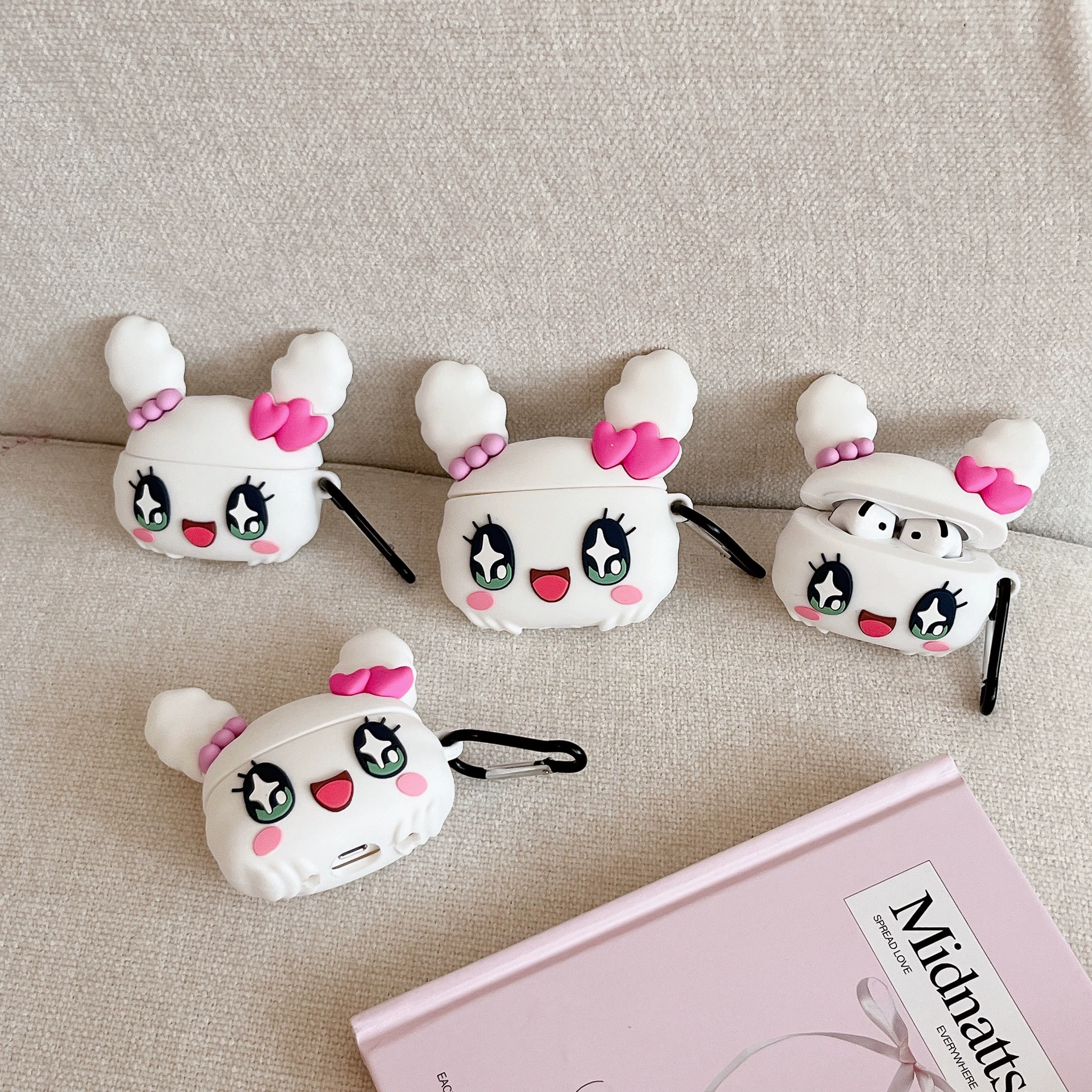 Protective Case for AirPods (1/2/3/4/Pro) Tamagotchi Cute Silicone with Hook, Bluetooth Compatible