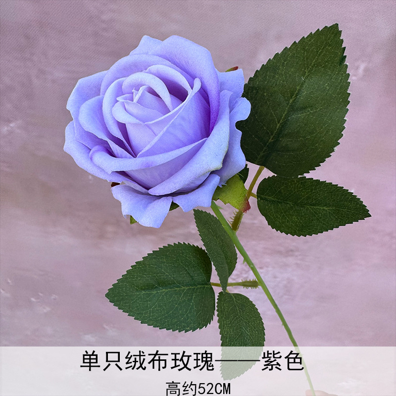 Artificial Rosa sola franela Rosa flor artificial boda decoración del hotel decoración del hogar arreglo de flores flor artificial Rose