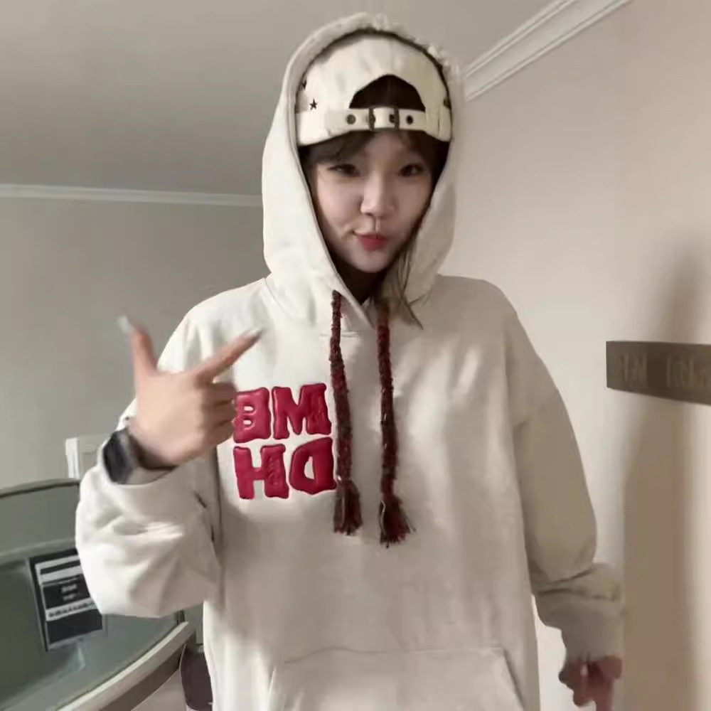 2024 새로운 미국 스타일 하이 스트리트 울 드로우 스트링 여성용 봄과 가을 힙합 유행 브랜드 루즈 커플 재킷
