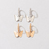 Retro accessory, design two-color small earrings, set, European style, simple and elegant design, trend of season