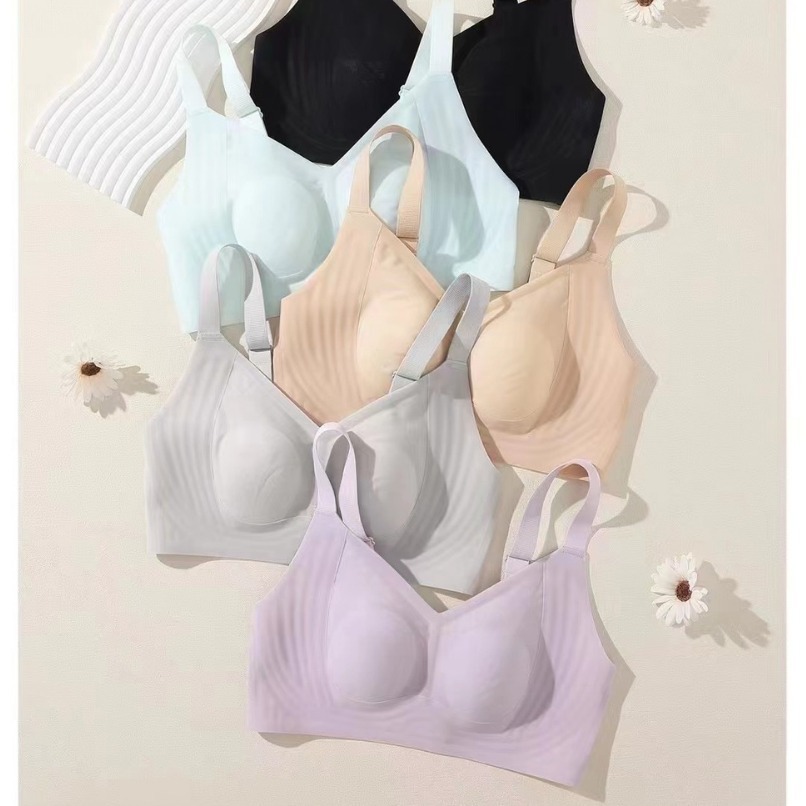 Gelatina de piel de leche, pecho grande ultrafino, pequeño, sin anillo de acero, soporte suave, soporte superior, ropa interior anti-caída, sujetador delgado que no deja marcas