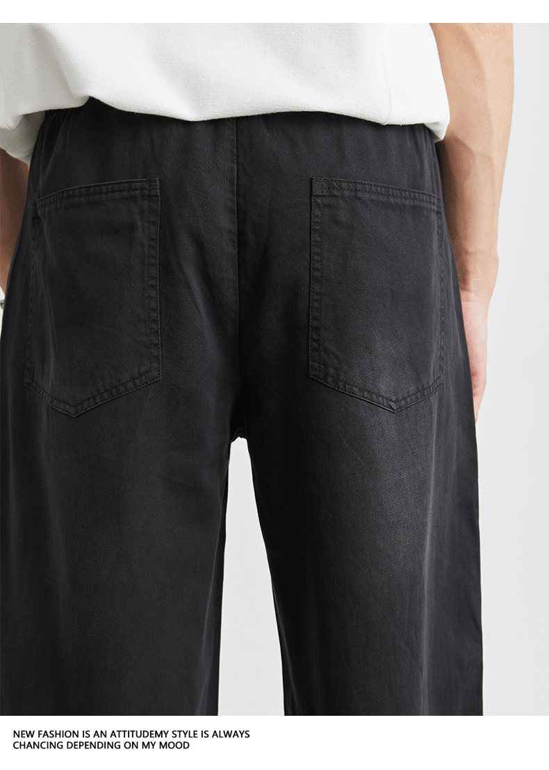 Quần nam Lyocell Tencel dáng suông rộng, chất liệu thoáng mát, kiểu mới — Màu đen chi tiết 13