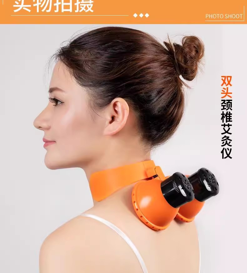 Moxibustion Box for Neck and Shoulder Portable Hanging Moxa Burner Tool for Zusanli ST36 Warm Therapy in use