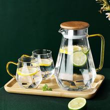 冷水壶玻璃耐高温家用凉水杯套装北欧创意大容量泡茶壶开水瓶透明