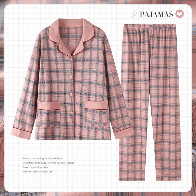 Mamá Pijamas Mujer primavera y otoño 100% algodón más tamaño pantalones de manga larga de mediana edad y ancianos otoño traje de desgaste para el hogar al aire libre