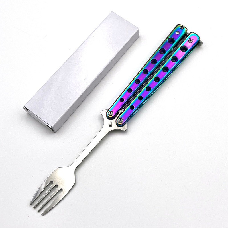 Yangjiang Outdoor Pieghevole Forchetta Cucchiaio Campeggio Portatile Stoviglie CSGO Coltello a Farfalla Fancy Hand Practice_voghion.com
