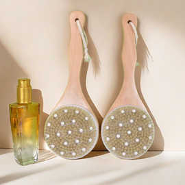 现货猪鬃毛洗澡刷沐木制浴刷身体干刷搓澡巾按摩刷搓背 身体刷