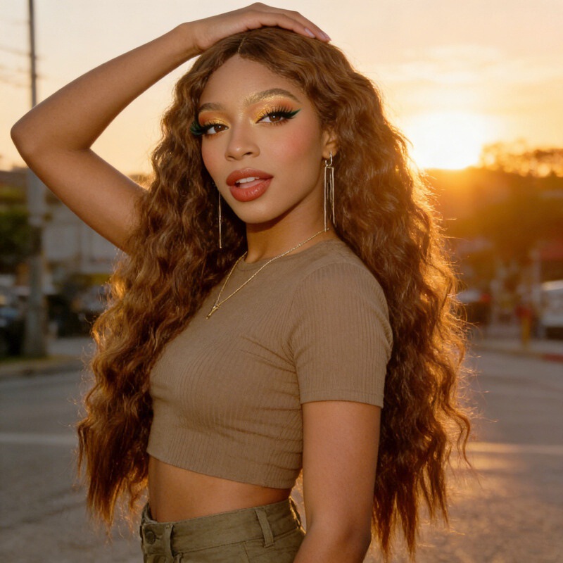 Wig Women's African Small Curly Hair Black Long Curly Hair Corn Hot Middle Bangs Head Cover European and American Tiktok Cross Overseas