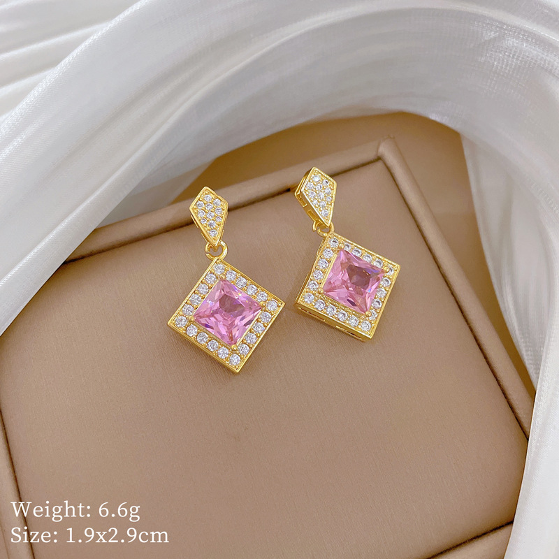 【钛钢】微镶项链耳环套装轻奢菱形吊坠个性气质宴会耳饰项饰组合详情21