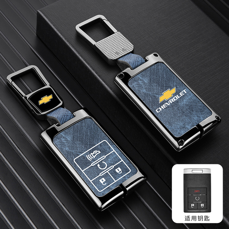 모델 D 4버튼 리턴 - 데님 패턴 [건쉘 블루 가죽] + 사각 버클