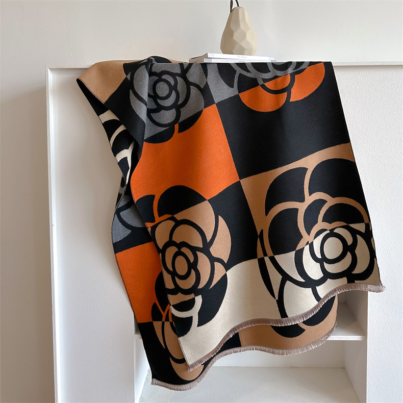 컬러 블록 동백 - 검정색