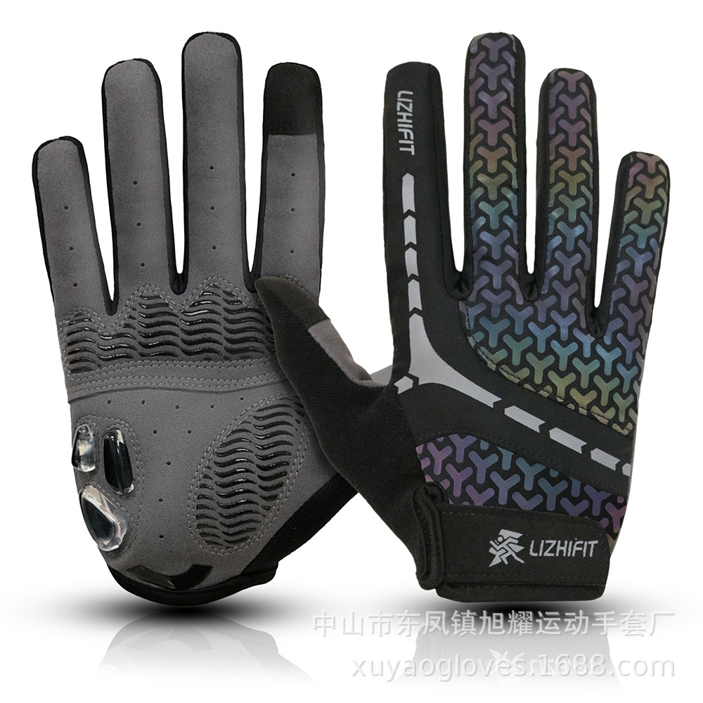 Guantes de equitación al aire libre transfronterizos deportes todoterreno fitness bicicleta dedo largo líquido grueso guantes de silicona para hombres