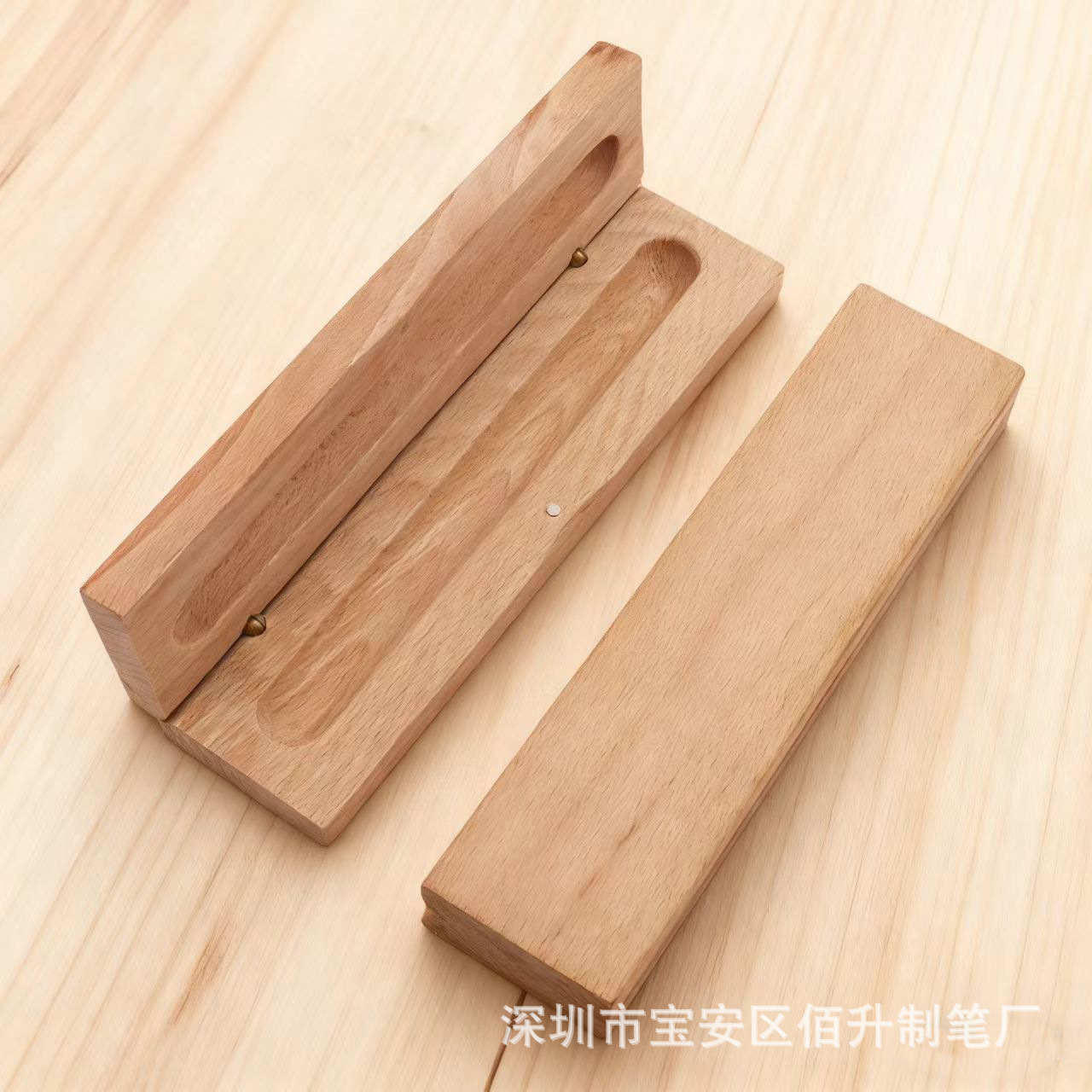 批发原木钢笔翻盖木质单支笔盒礼品笔盒广告logo印刷实木包装盒