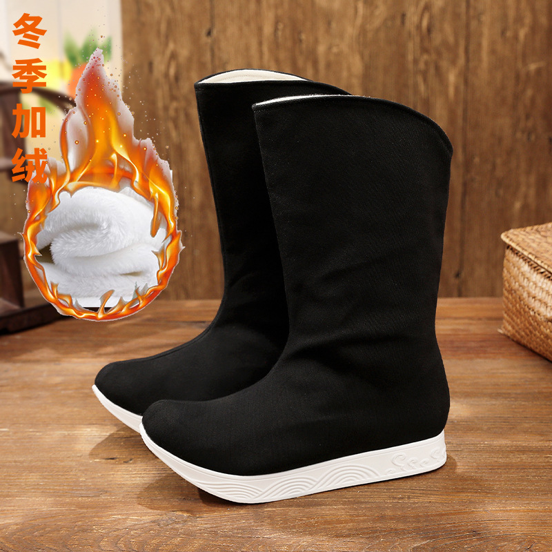 [shangxin Winter más terciopelo] traje antiguo artes marciales Jinyi Wei hanfu zapatos masculinos tubo largo oficial retro botas de jabón de boda chino