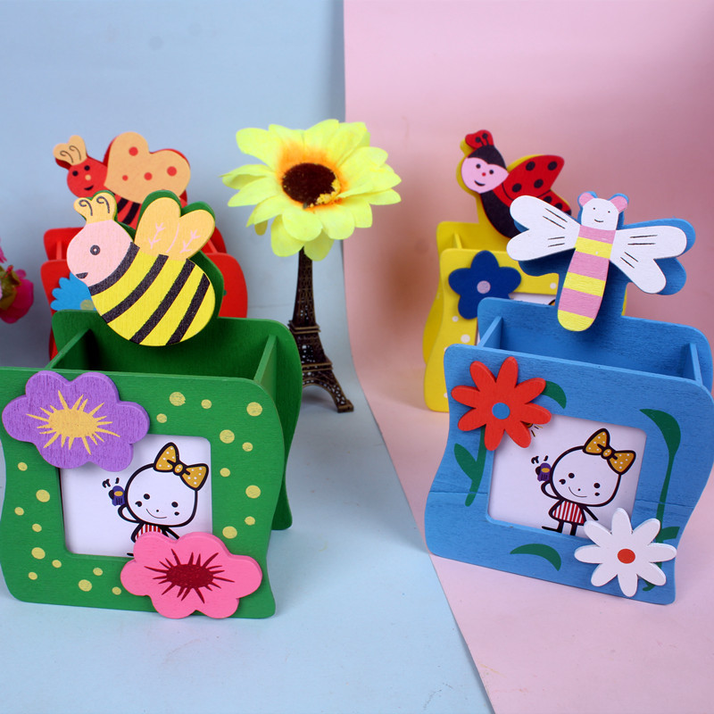 Premios creativos para estudiantes de primaria Portalápices de madera Dibujos animados lindos regalos para niños útiles escolares Papelería de jardín de infantes