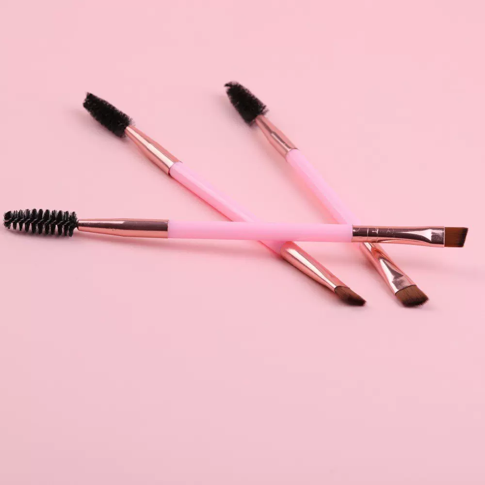 斜角眉刷15cm单支眉睫两用双头化妆刷金色铝管螺旋睫毛卷美妆工具