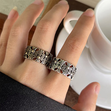 岚芷 十字架重工开口指环复古夸张手饰品个性925银戒指不掉色小众