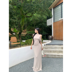 法式纯欲辣妹露肩无袖上衣女夏弹力气质半身长裙套装女