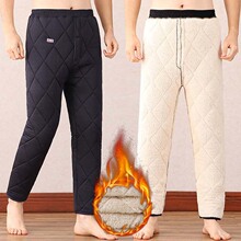 爸爸棉裤冬季加绒加厚中老年男士保暖裤羊羔绒内穿高腰宽松老人
